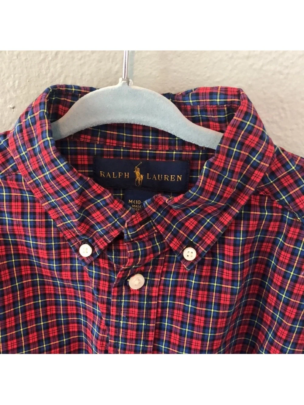 Ralph Lauren Red Plaid Oxford Long Sleeve Button Down Medium 10-12